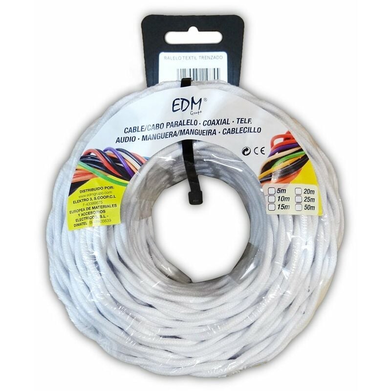 foto del prodotto edm treccia tessile parallela 3x1,5mm bianco 25mts
