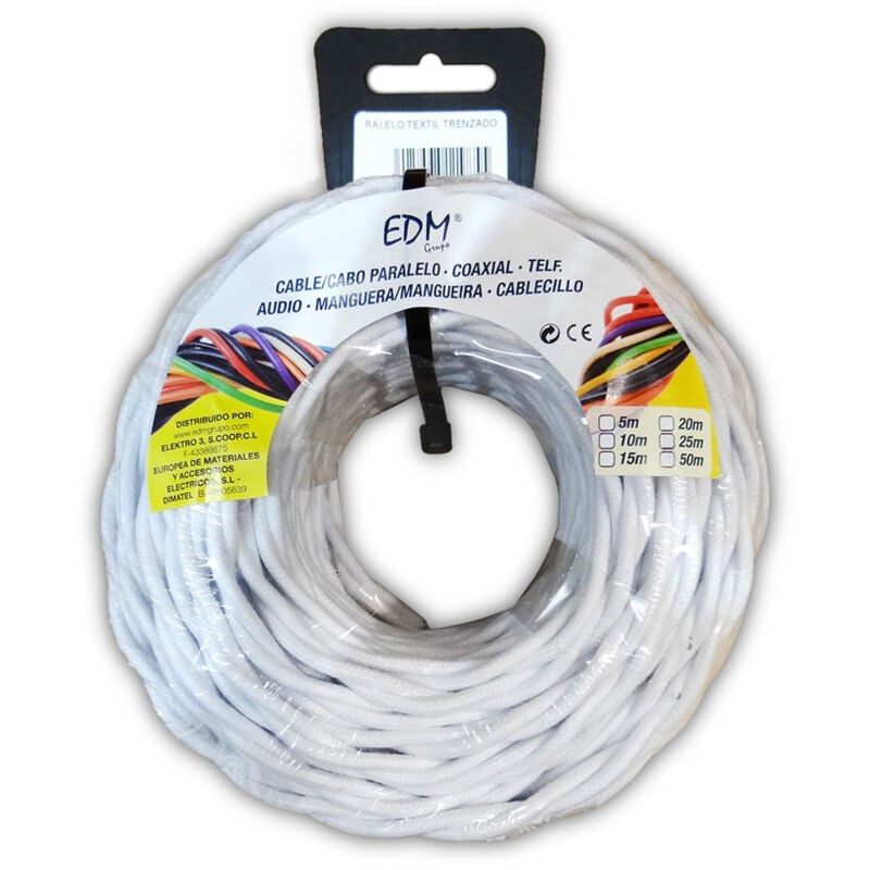 foto del prodotto edm treccia tessile parallela 3x2,5mm bianco 25mts