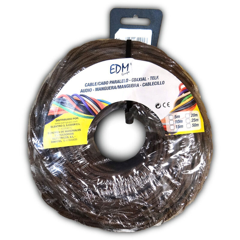 foto del prodotto edm treccia tessile parallela 3x2,5mm marrone 25mts