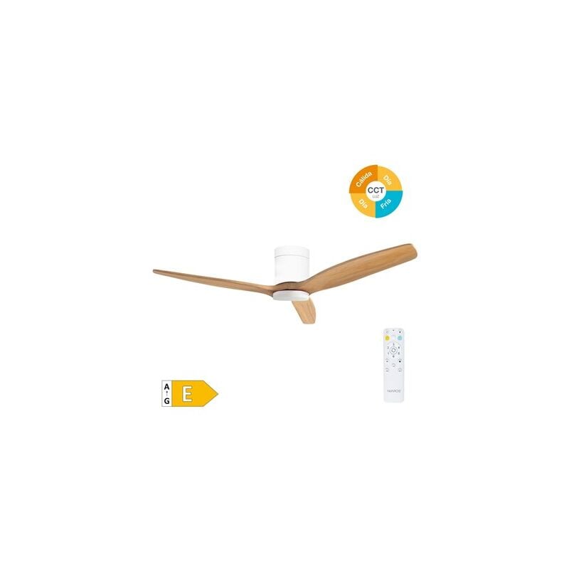 foto del prodotto edm ventilatore da soffitto intelligente kasama con luce led dimmerabile e telecomando 40w 3cct 1534lm bianco e effetto legno