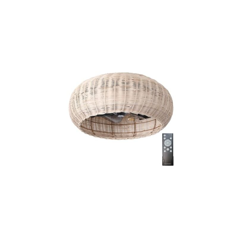 foto del prodotto edm ventilatore da soffitto matera con telecomando 4xe27 motore dc 20w 230v effetto legno