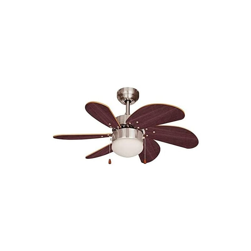 foto del prodotto edm ventilatore da soffitto modello aral weng nickel satinato potenza 50w pale 76cm
