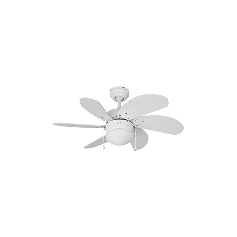 foto del prodotto edm ventilatore da soffitto modello aral white potenza 50w pale 76cm