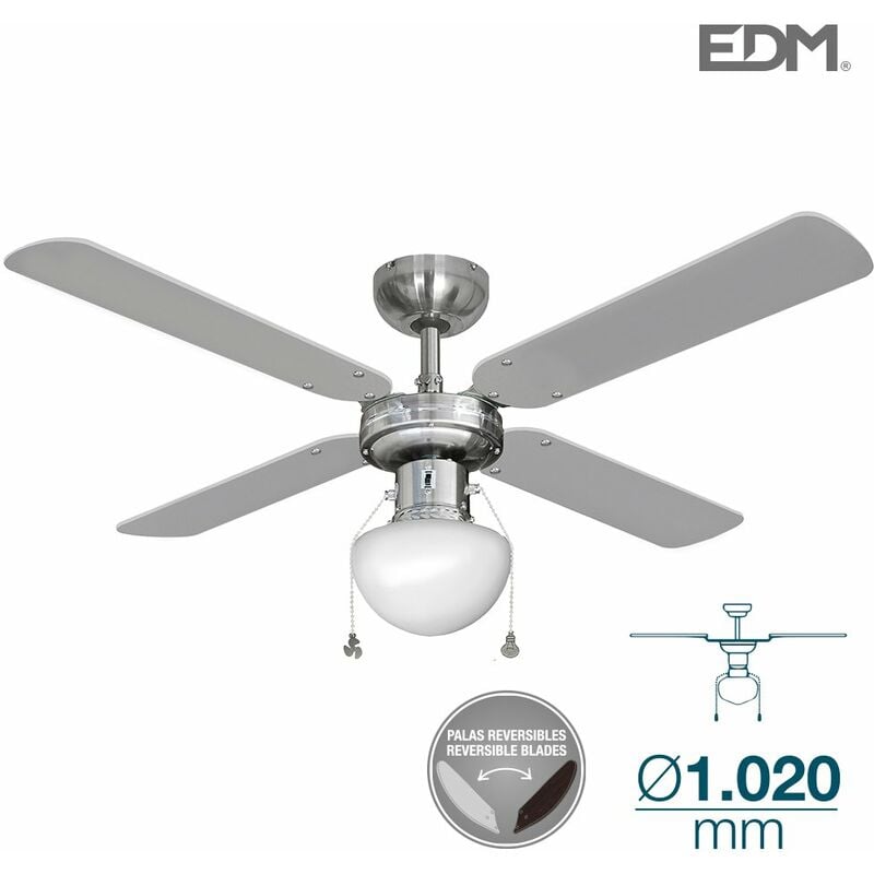 foto del prodotto edm ventilatore da soffitto modello caribbean chrome potenza 50w pale 102cm