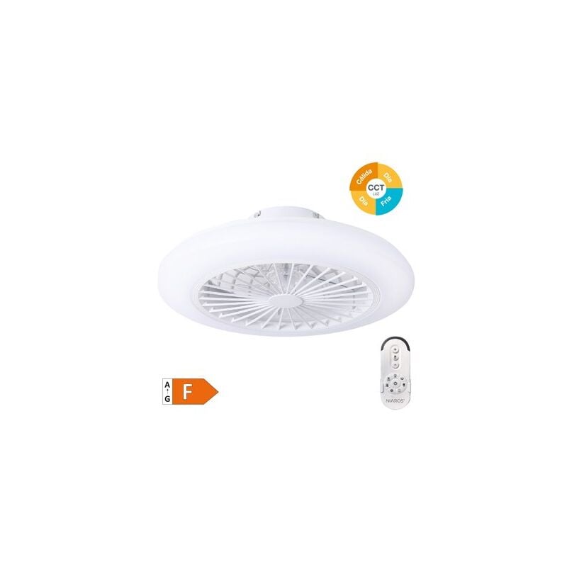 foto del prodotto edm ventilatore da soffitto talsano con luce led dimmerabile e telecomando 40w 3cct 6500lm bianco