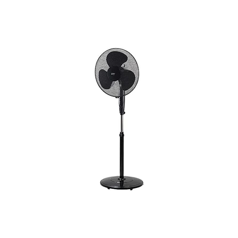 foto del prodotto edm ventilatore depie con base circolare nera potenza 45w pale 40cm altezza regolabile 110 130cm