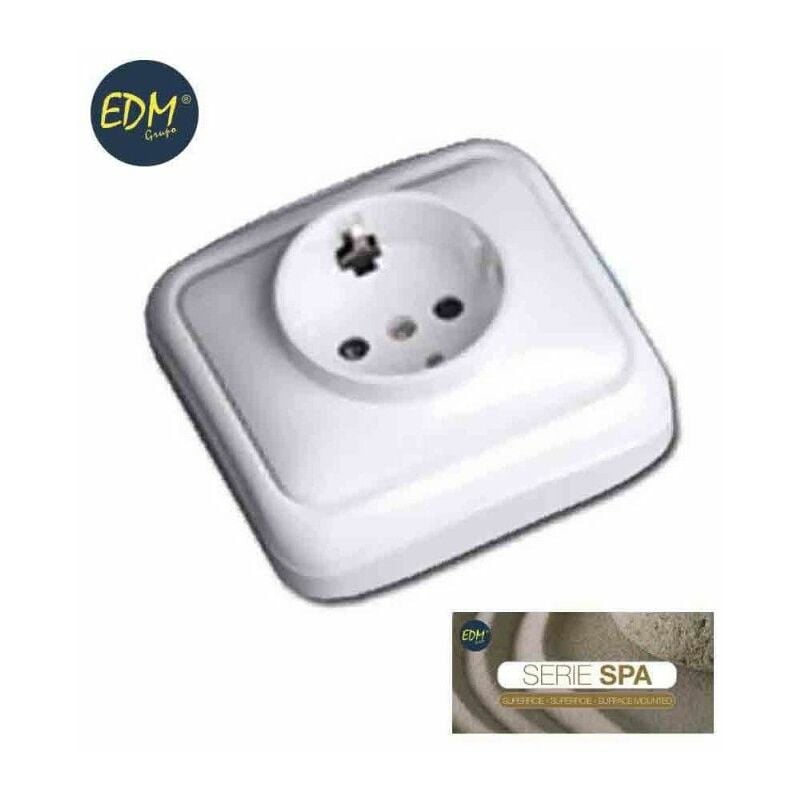 foto del prodotto edp 43152 superficie di base schuko t tl, serie spa, sacchetto in blister, bianco