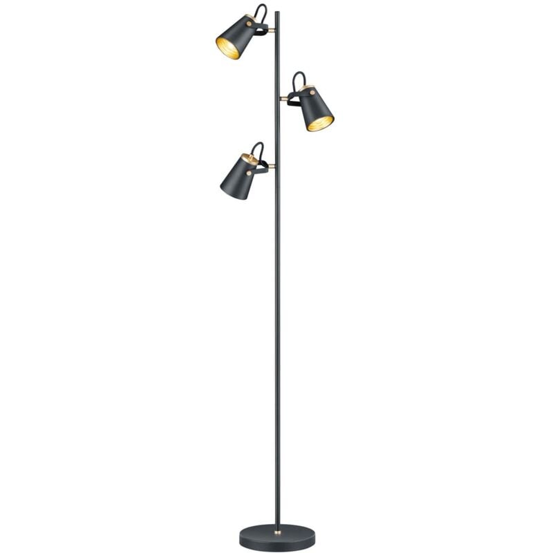 foto del prodotto edward piantana 3 diffusori orientabili metallo nero opaco e interno oro h. 160cm