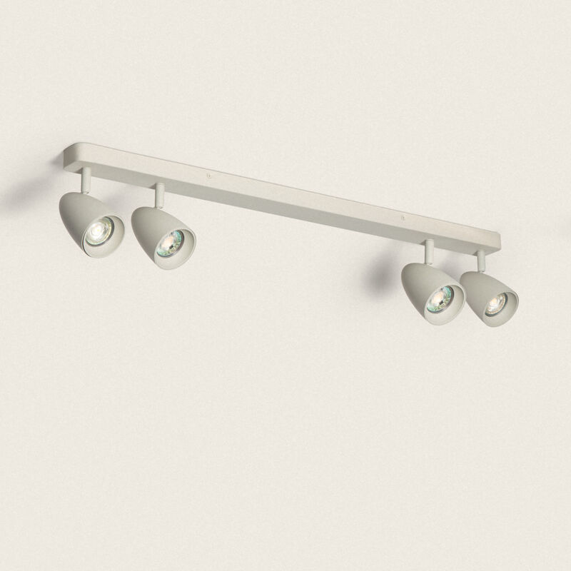 foto del prodotto efectoled - applique alluminio rettangolare adrien 4 faretti grigio pietra