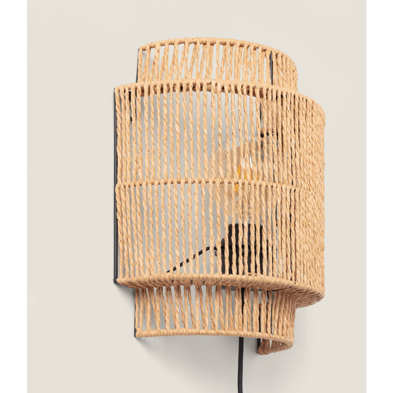 foto del prodotto efectoled applique da parete in rattan kirito naturale