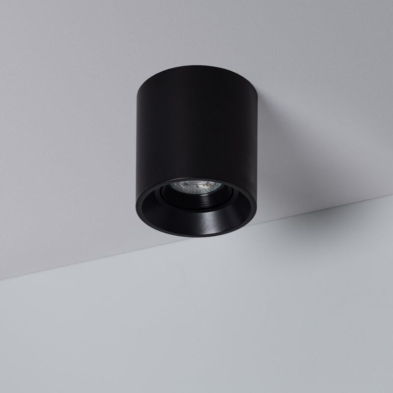 foto del prodotto efectoled applique da soffitto circolare nero con lampadina gu10 space bianco freddo 6000k