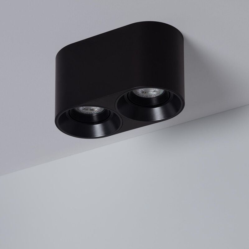 foto del prodotto efectoled applique da soffitto doppia nera con lampadina gu10 space bianco caldo 2700k