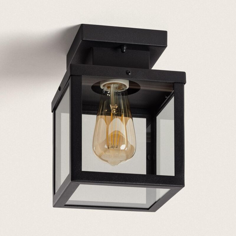 foto del prodotto efectoled applique da soffitto per esterni acciaio inox theia nero