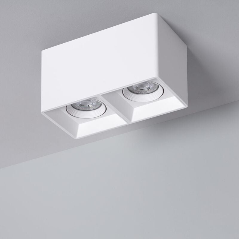 foto del prodotto efectoled applique da soffitto quadrata doppia bianca con lampadina gu10 space bianco freddo 6000k