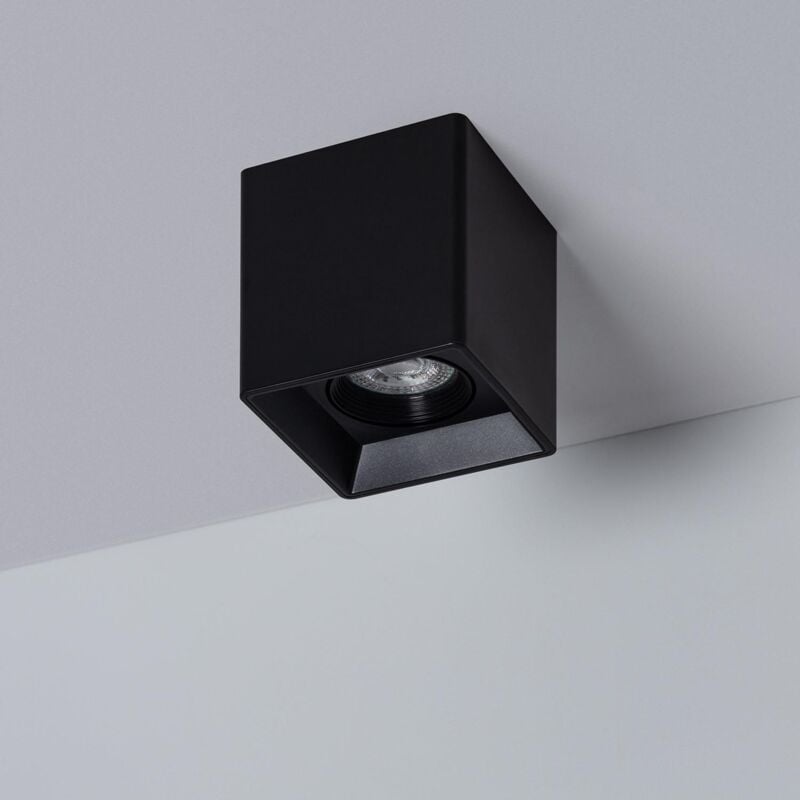 foto del prodotto efectoled applique da soffitto quadrata nero con lampadina gu10 space bianco caldo 2700k