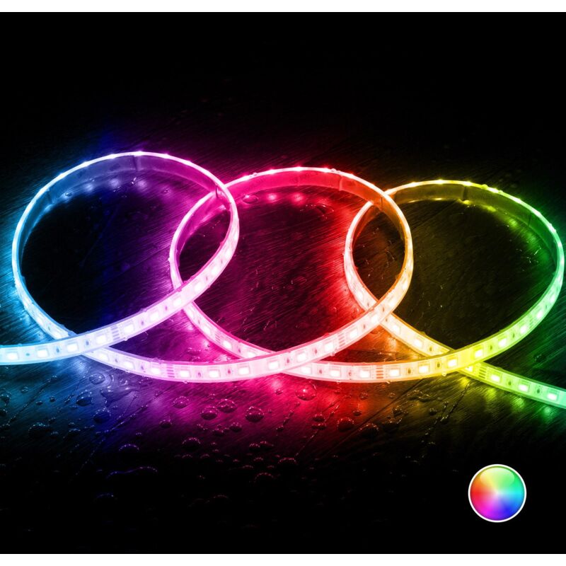 foto del prodotto efectoled bobina 5m striscia led 24v rgb smd 60 led m 10w m silicone flex larga 12mm ip68 taglio 10cm rgb