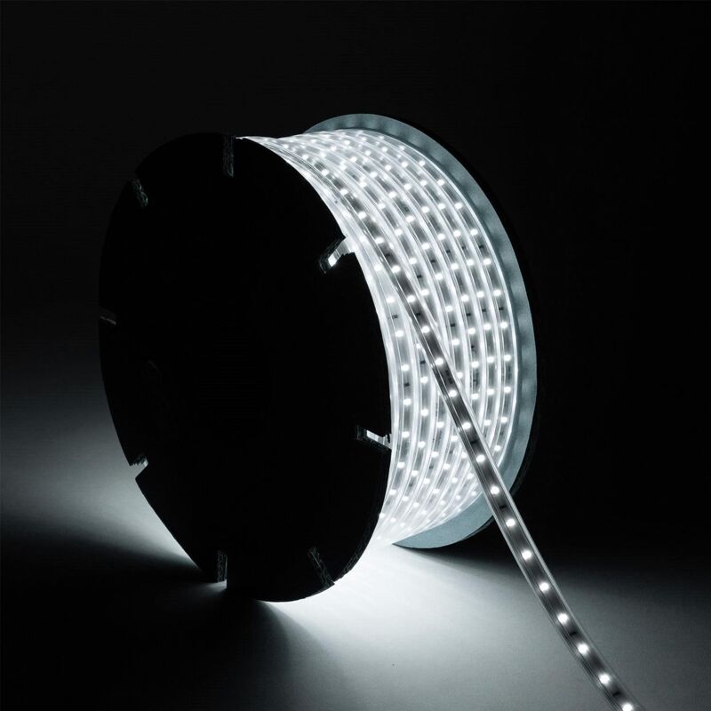 foto del prodotto efectoled bobina striscia led regolabile 220v smd2835 60led m 550 lm m larghezza 12mm 50m ip65 bianco freddo
