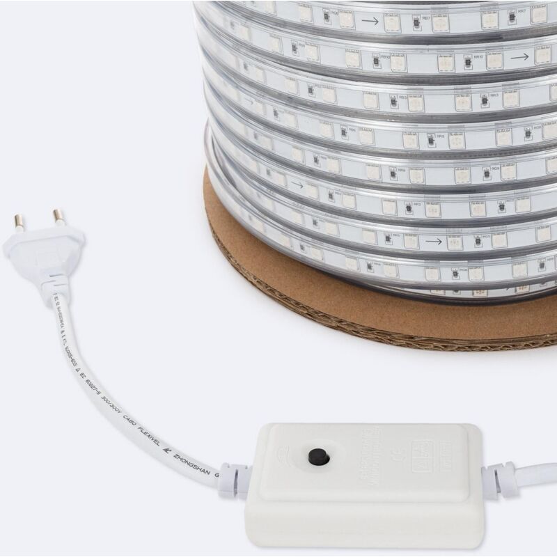 foto del prodotto efectoled bobina striscia led rgb 220v ac smd5050 silicone flex 50m 60 led m ip67 larghezza 12mm taglio ad ogni 100 cm senza telecomando