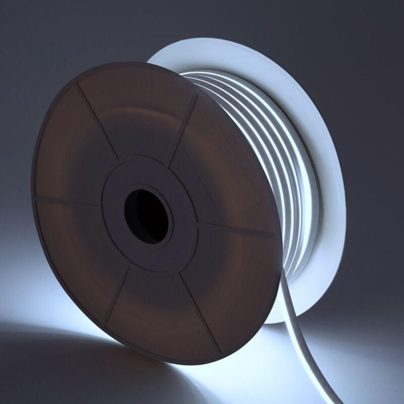 foto del prodotto efectoled bobina striscia neon led 24v dc nflex6 50 metri ip65 taglio ogni 5 cm bianco freddo