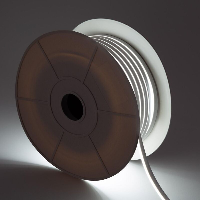 foto del prodotto efectoled bobina striscia neon led 24v dc nflex6 50 metri ip65 taglio ogni 5 cm bianco naturale