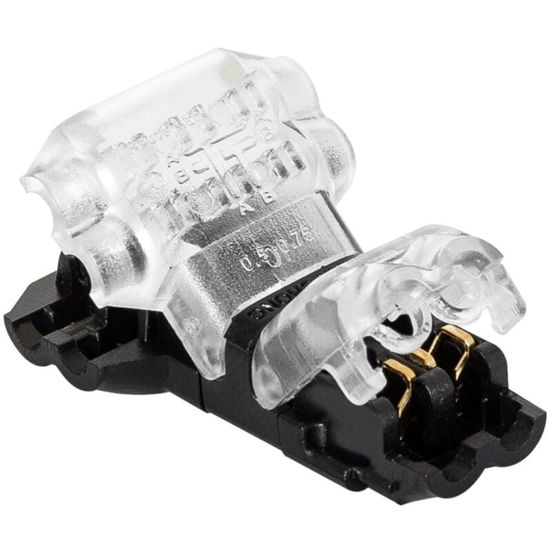 foto del prodotto efectoled connettore tipo t a 2 poli con cavo non spellato da 0,5 mm per striscia led ip40 monocolore
