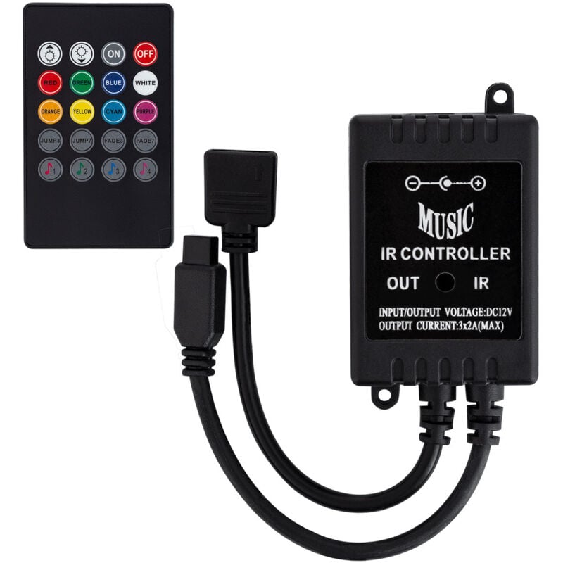 foto del prodotto efectoled controller musicale striscia led rgb 12v, telecomando ir 20 pulsanti