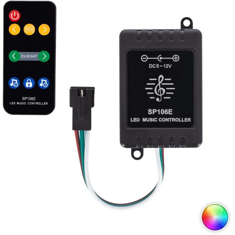foto del prodotto efectoled controller regolatore musicale striscia led rgbic digitale spi 5 12v dc con telecomando ir rgbic