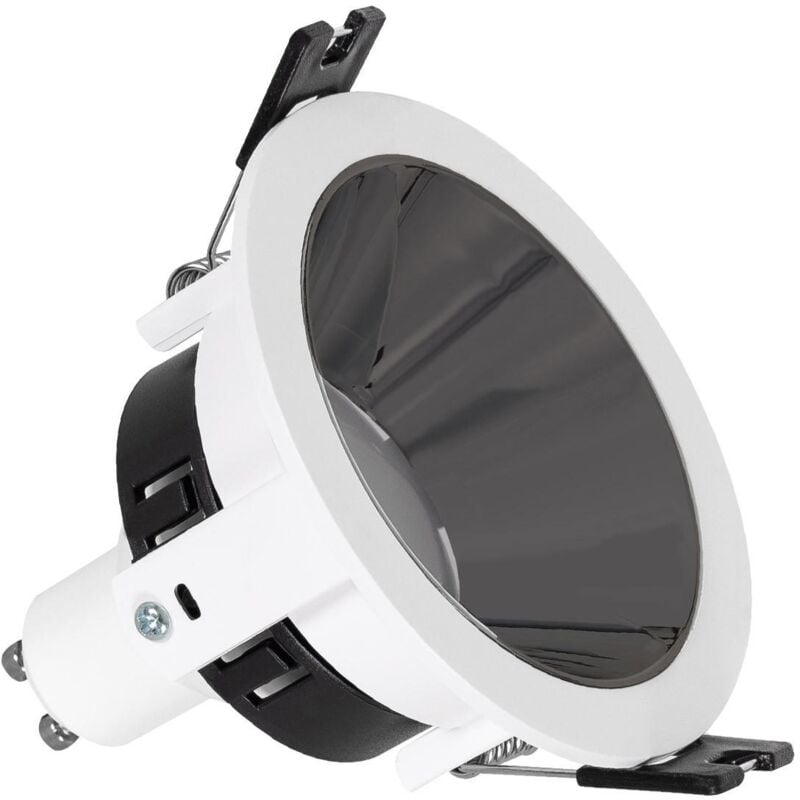 foto del prodotto efectoled downlight conico gu10 6w pc galvanizzato foro 75mm nero bianco caldo no flicker 3000k