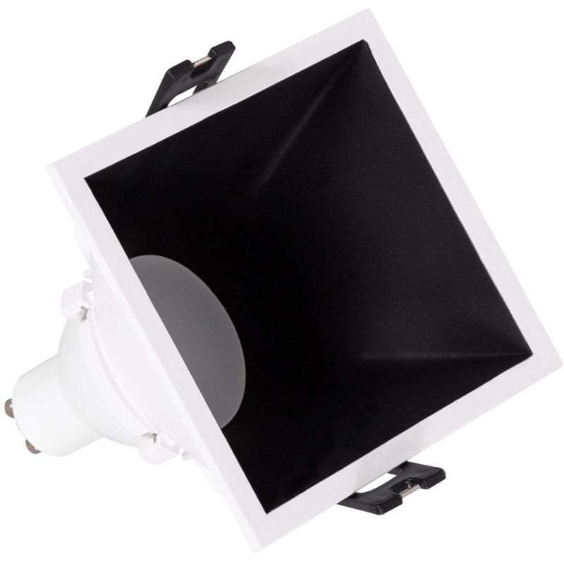 foto del prodotto efectoled downlight quadrato 45 gu10 6w basso urg pc foro 85x85mm no flicker 4000k nero bianco naturale