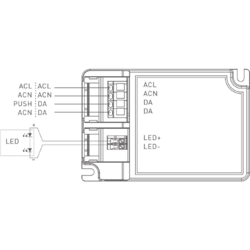foto del prodotto efectoled driver no flicker regolabile dali push 200 240v output 6 30v 800 2000ma 60w bk del060 b2000ad boke 60 w