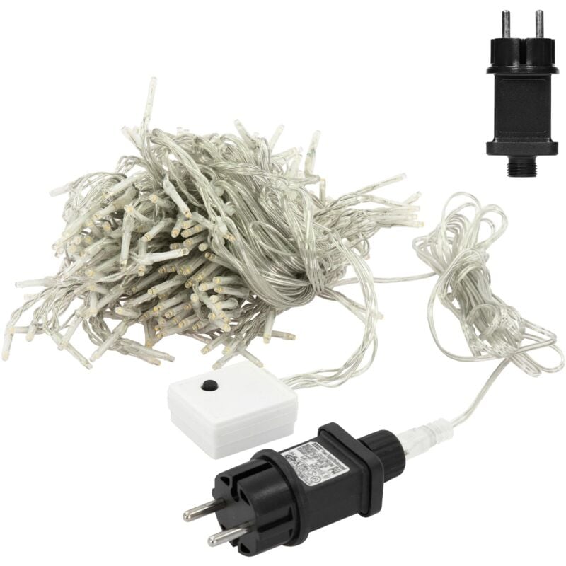 foto del prodotto efectoled ecd germany tenda luminosa natale effetto a pioggia 240 luci led 2 x 1,5 m in pvc bianco 12 modalit bianco caldo impermeabile ip44