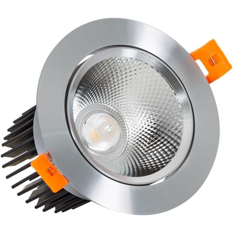 foto del prodotto efectoled faretto downlight led 15w circolare cob cri90 foro 90 mm argento no flicker 4000k bianco naturale