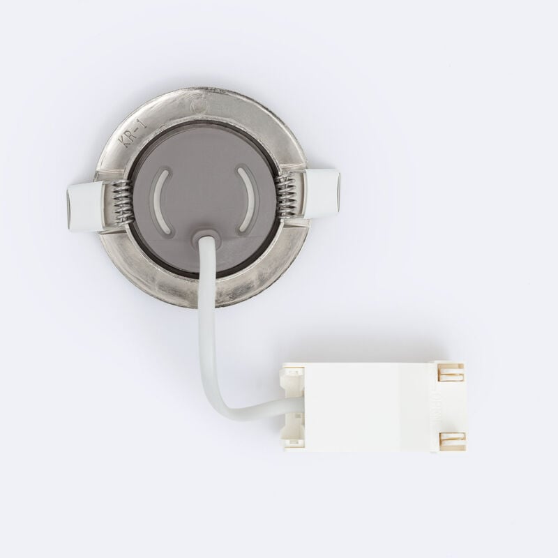 foto del prodotto efectoled - faretto downlight led orientabile circolare nichel satinato 5w foro 68 mm bianco caldo 3000k