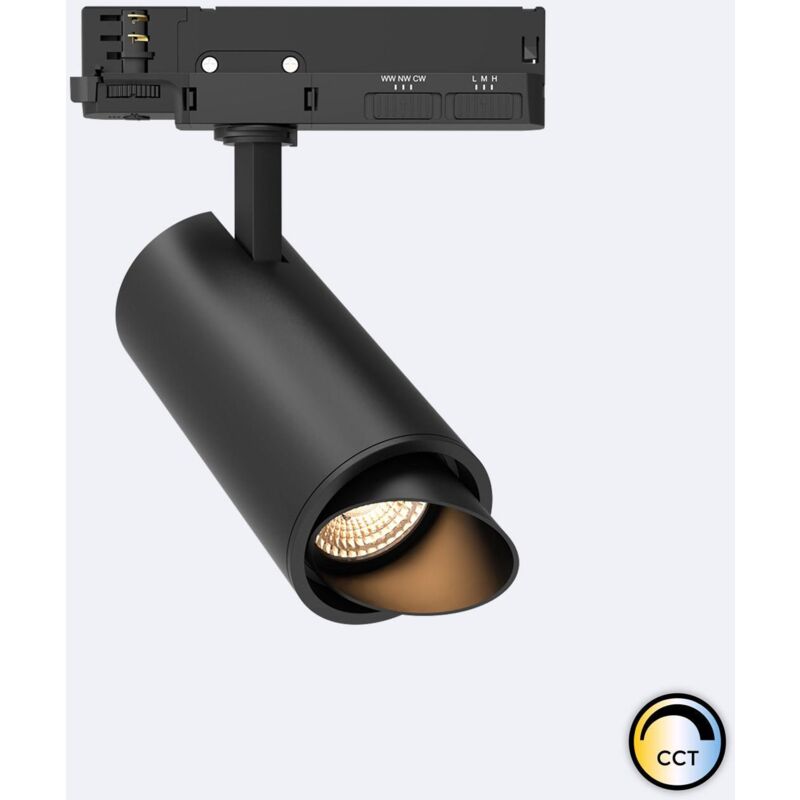 foto del prodotto efectoled faretto led binario trifase 40w fasano obliquo regolabile cct nero 2700k 3200k 4000k selezionabile