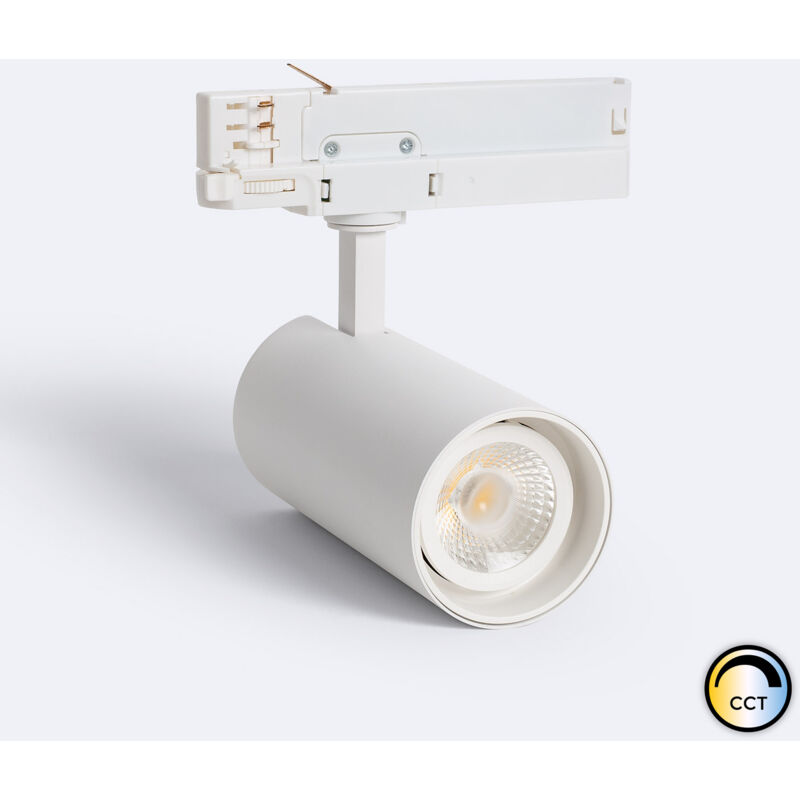 foto del prodotto efectoled faretto led fasano bianco 30w regolabile cct per binario trifase 2700k 3200k 4000k selezionabile