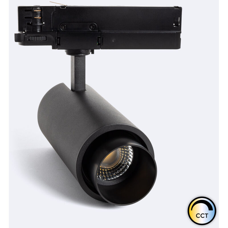 foto del prodotto efectoled faretto led fasano nero 30w cilindro regolabile per binario trifase bianco naturale 4000k