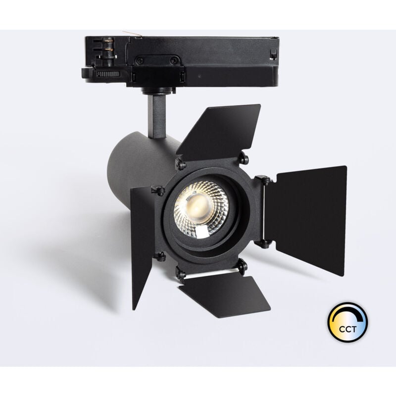 foto del prodotto efectoled - faretto led fasano nero 30w cinema regolabile cct per binario trifase (2700k - 3200k - 4000k) selezionabile