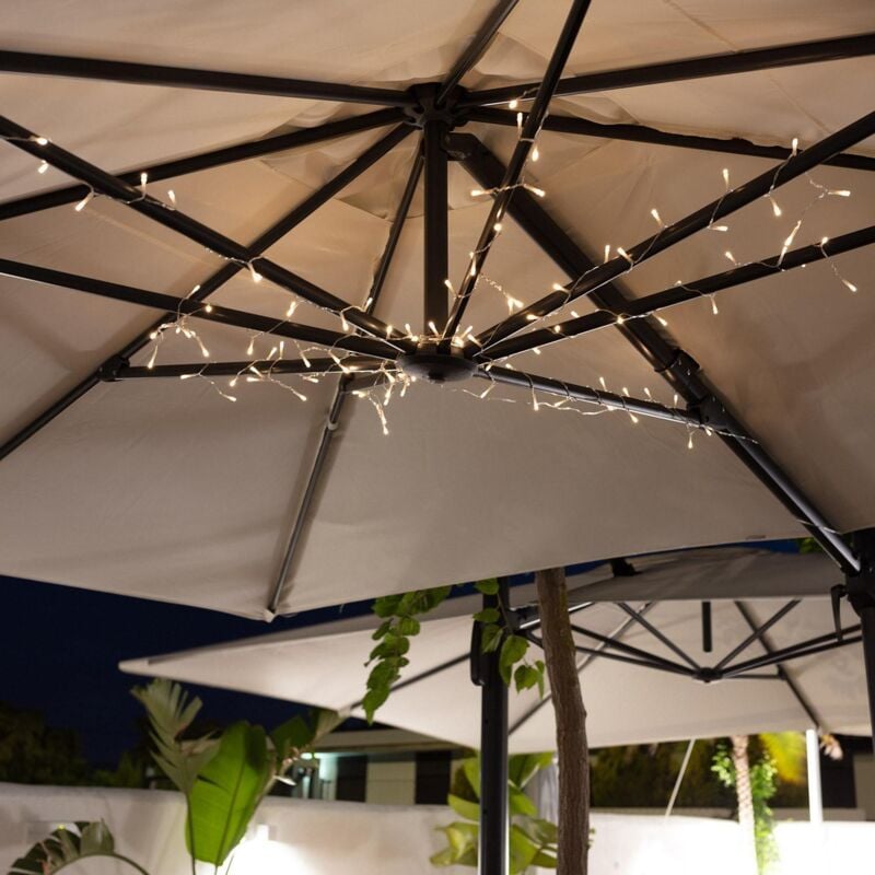 foto del prodotto efectoled ghirlanda led con batteria per ombrellone 1m 3000k bianco caldo