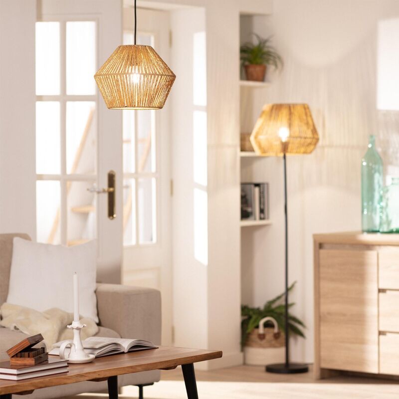 foto del prodotto efectoled lampada a sospensione carta intrecciata kirito naturale