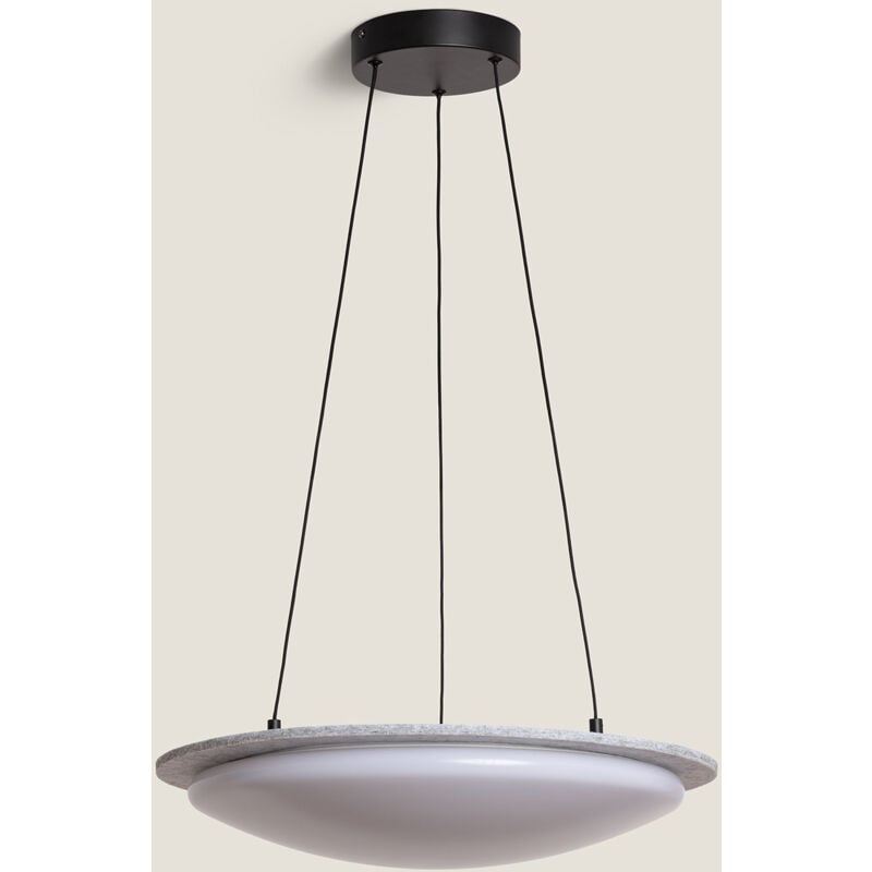 foto del prodotto efectoled lampada a sospensione led 24w feltro cct selezionabile lezhan grigio