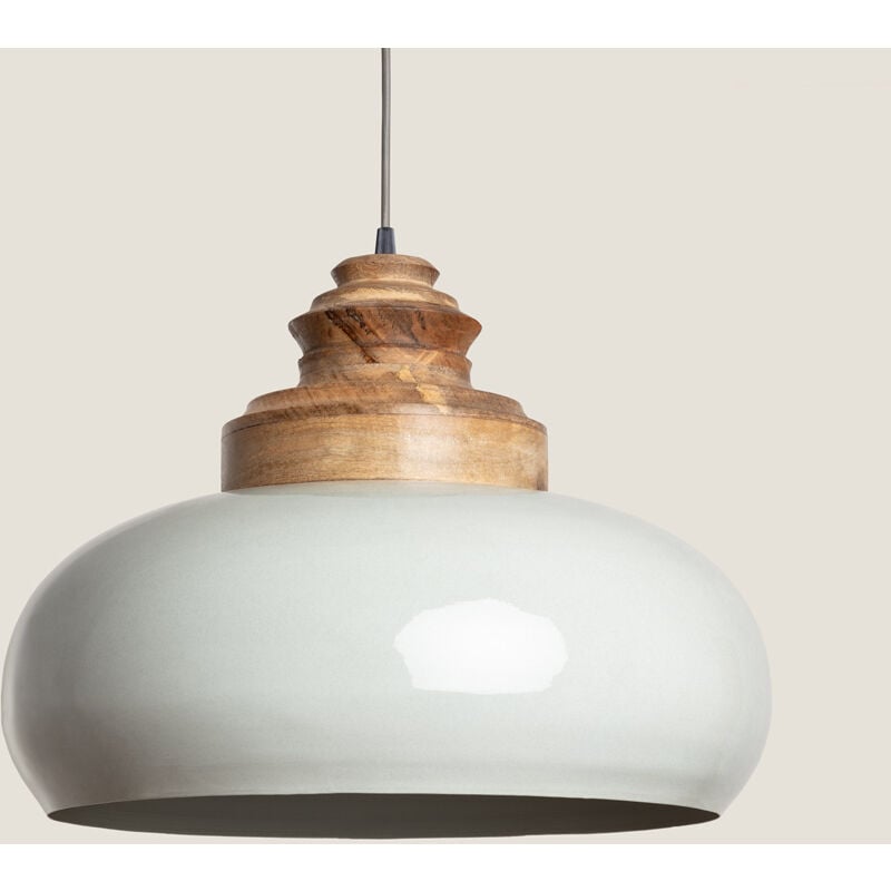 foto del prodotto efectoled lampada a sospensione legno e metallo batia yash grigio