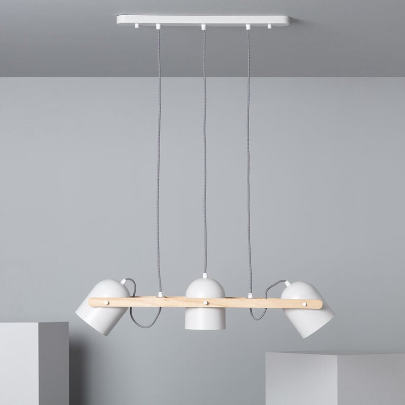 foto del prodotto efectoled lampada a sospensione legno e metallo klarhet bianco