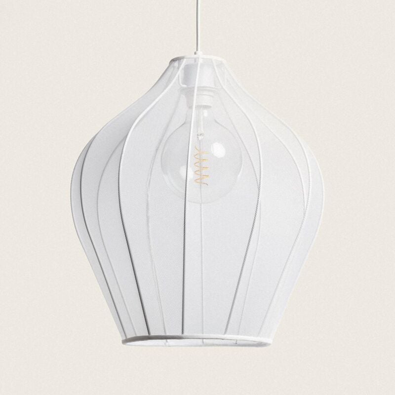 foto del prodotto efectoled lampada a sospensione metallo e tessuto 400 mm yara bianco