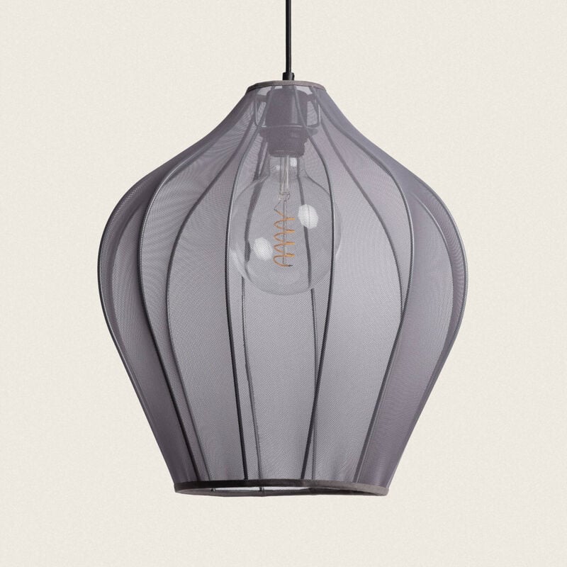 foto del prodotto efectoled lampada a sospensione metallo e tessuto 400 mm yara grigio smoke