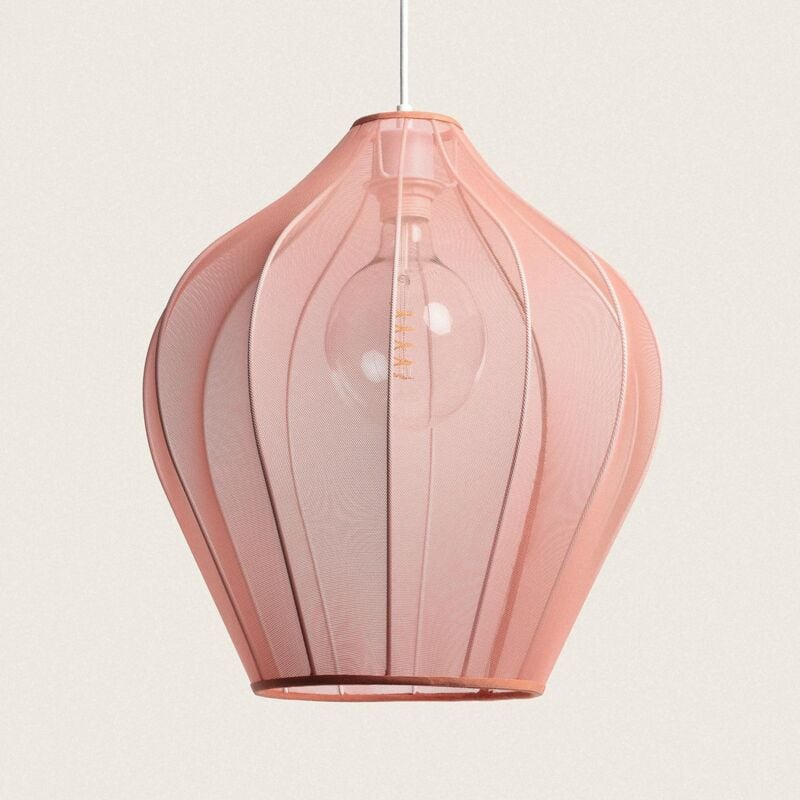 foto del prodotto efectoled lampada a sospensione metallo e tessuto 400 mm yara rosa empolvado