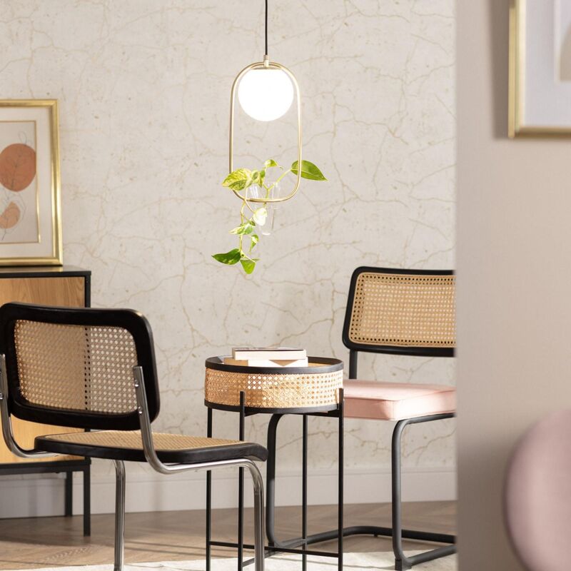 foto del prodotto efectoled lampada a sospensione metallo e vetro moonlight puncak oro