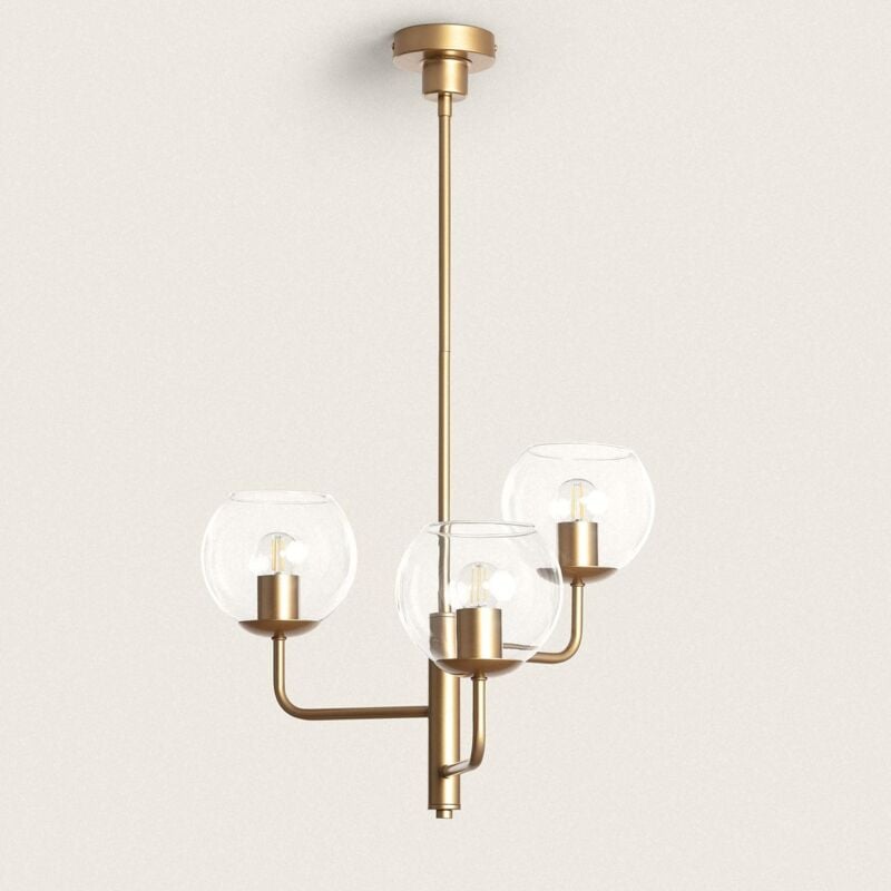 foto del prodotto efectoled lampada a sospensione metallo e vetro tribubble oro