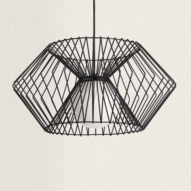 foto del prodotto efectoled lampada a sospensione metallo hexagon nero