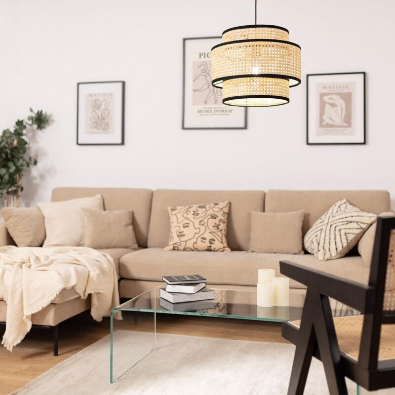 foto del prodotto efectoled lampada a sospensione rattan huela triplo naturale