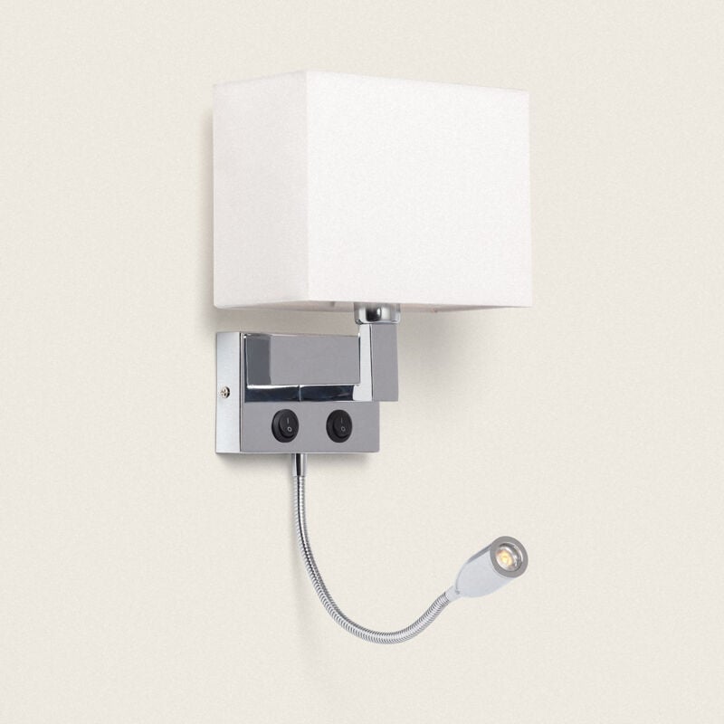 foto del prodotto efectoled lampada da parete led da lettura in metallo con flexo waldorf argento